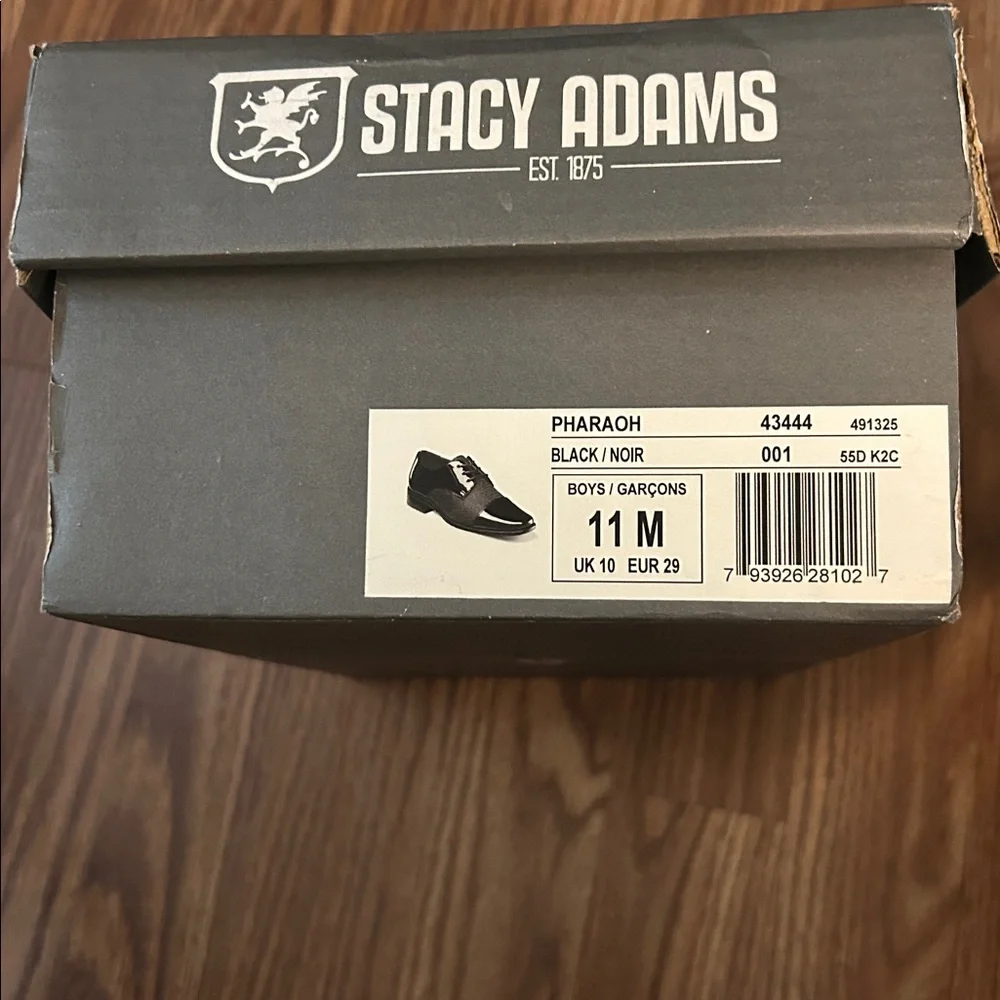 Stacy Adams Boys Glossy Black Oxfords.